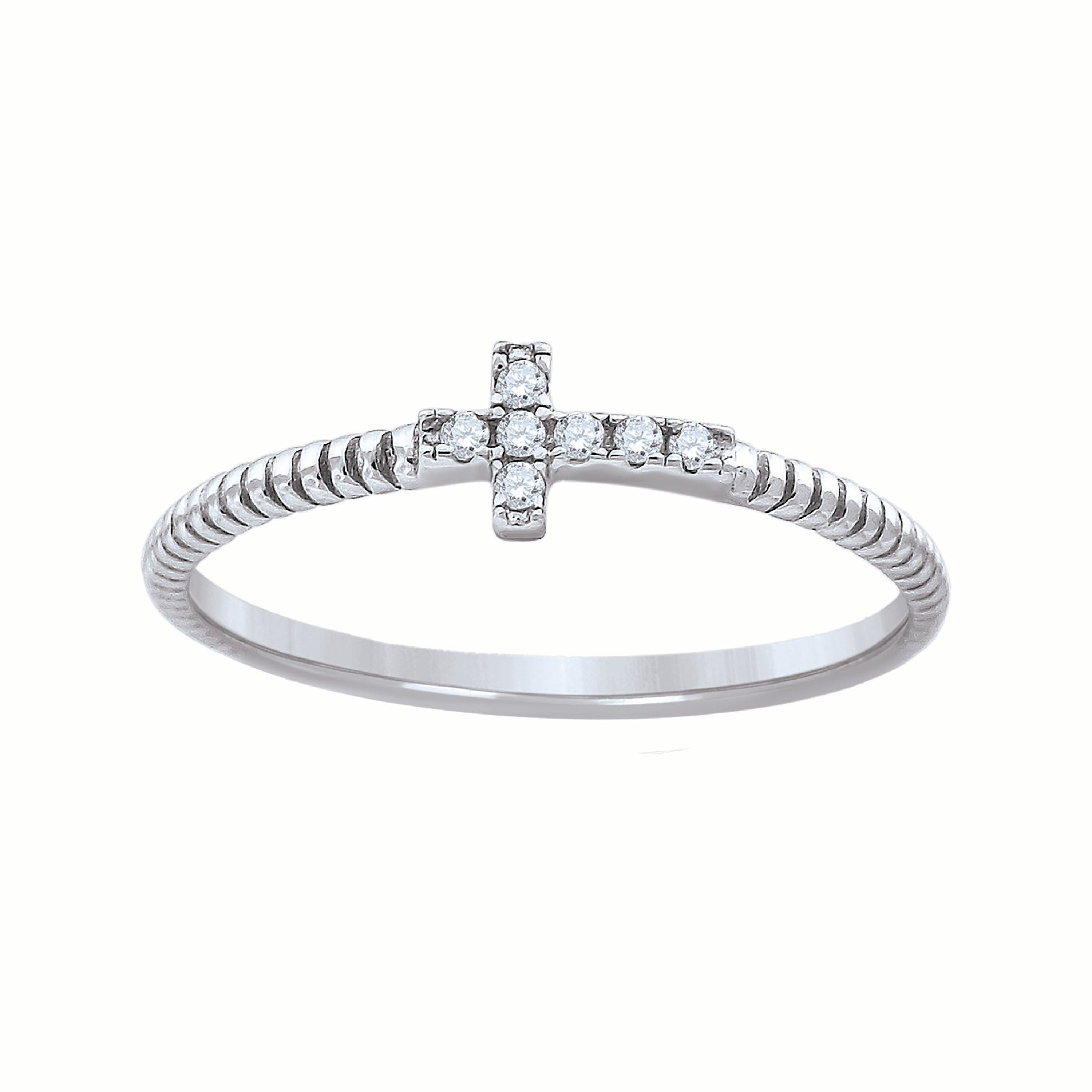 925 Sterling Silver Womens Cubic-Zirconia Cross Religious Ring Size 7