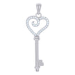 925 Sterling Silver Womens Cz Heart Key Charm Pendant