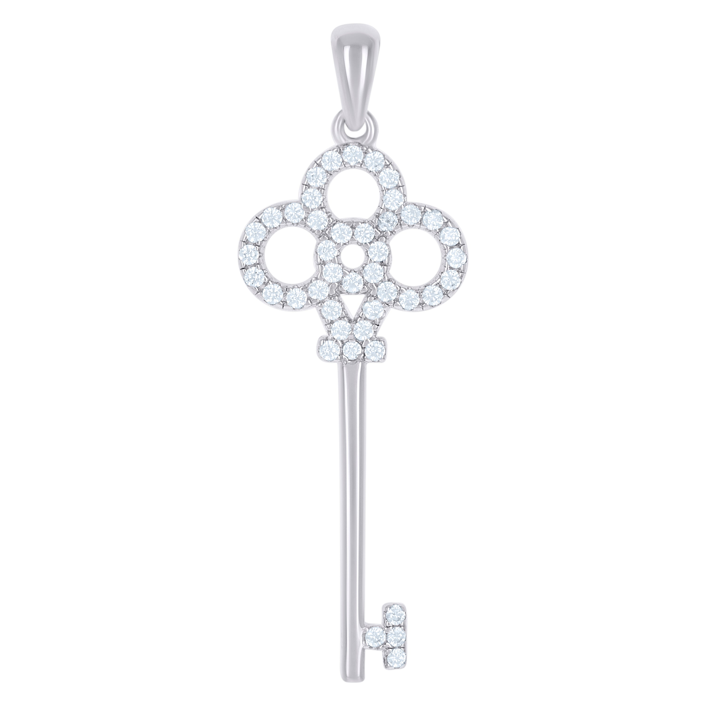 925 Sterling Silver Womens Cz Key Charm Pendant