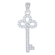 925 Sterling Silver Womens Cz Key Charm Pendant