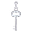 925 Sterling Silver Womens Cz Key Charm Pendant