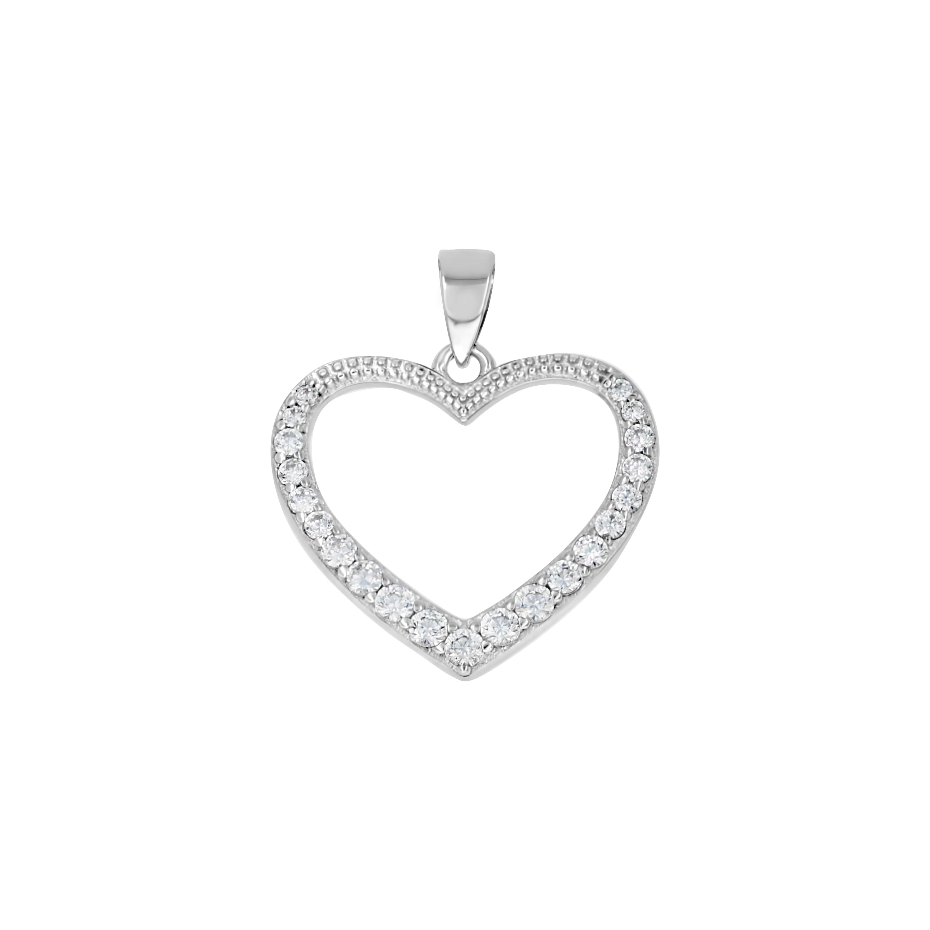 925 Sterling Silver Womens Cz Heart Charm Pendant