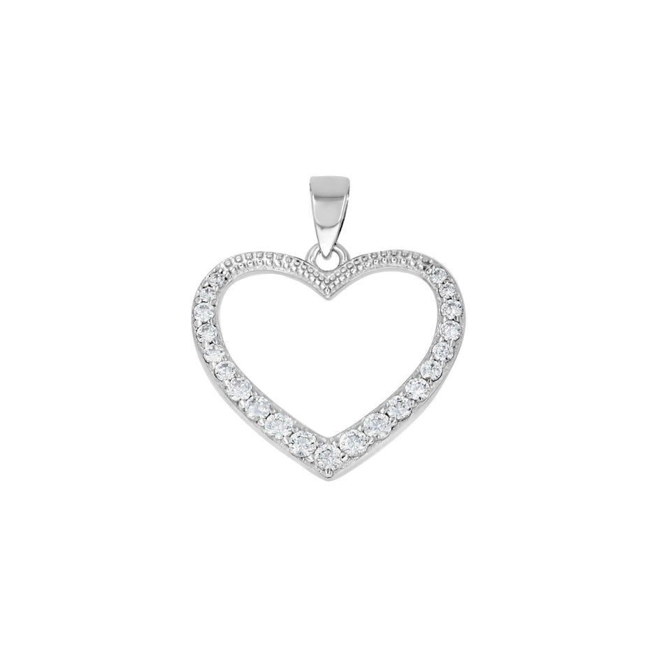 925 Sterling Silver Womens Cz Heart Charm Pendant