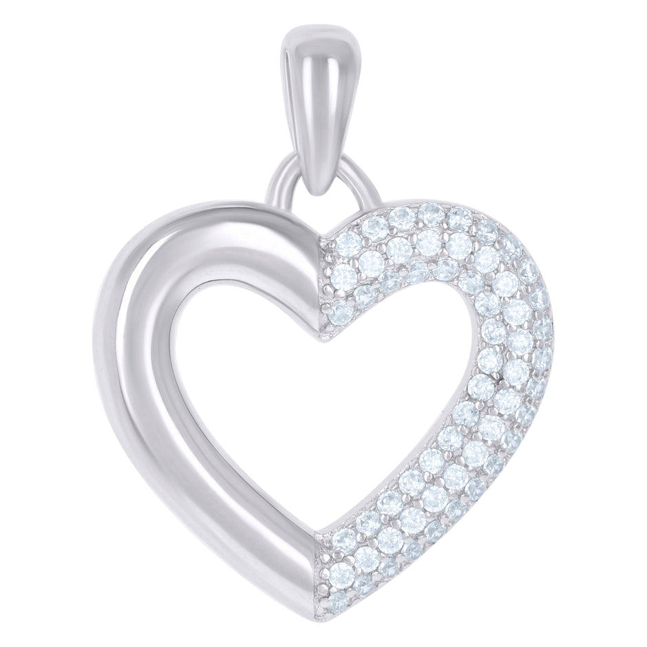 925 Sterling Silver Womens Cz Heart Charm Pendant
