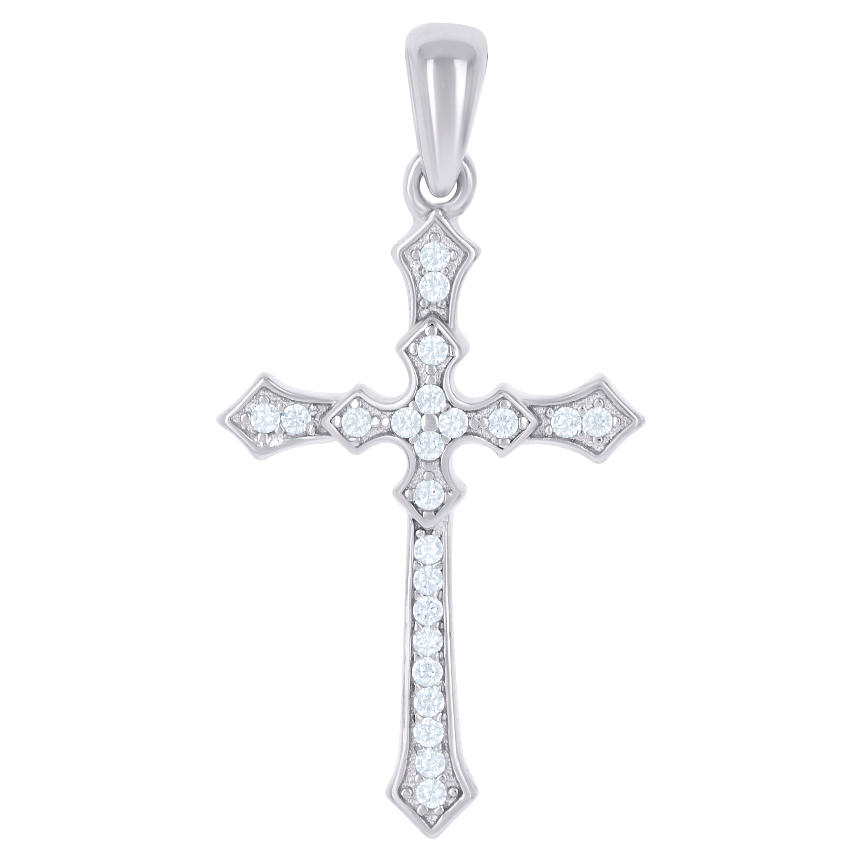 925 Sterling Silver Unisex Cz Cross Religious Charm Pendant