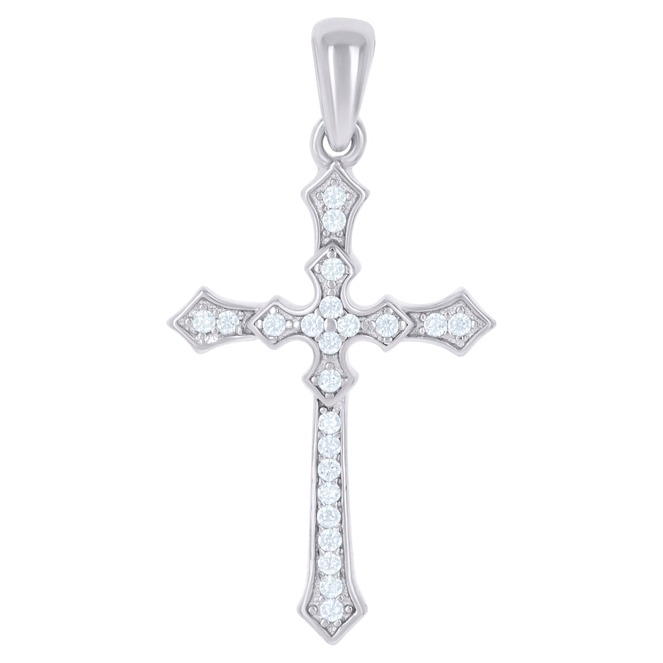 925 Sterling Silver Unisex Cz Cross Religious Charm Pendant