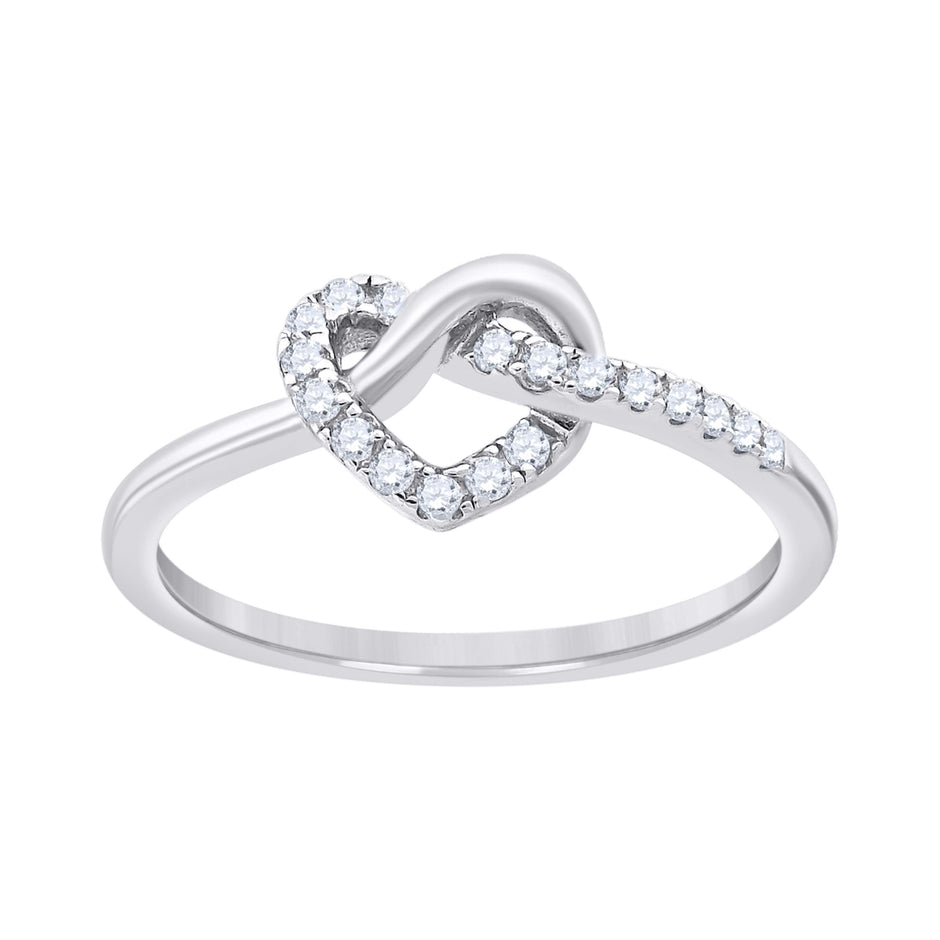 925 Sterling Silver Womens Cubic Zirconia Love Knot Heart Adjustable Toe Ring Size 8 - SLV-71103