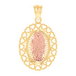 10kt Two-Tone Gold Mens Diamond-Cut Lady Of Guadalupe Religious Charm Pendant