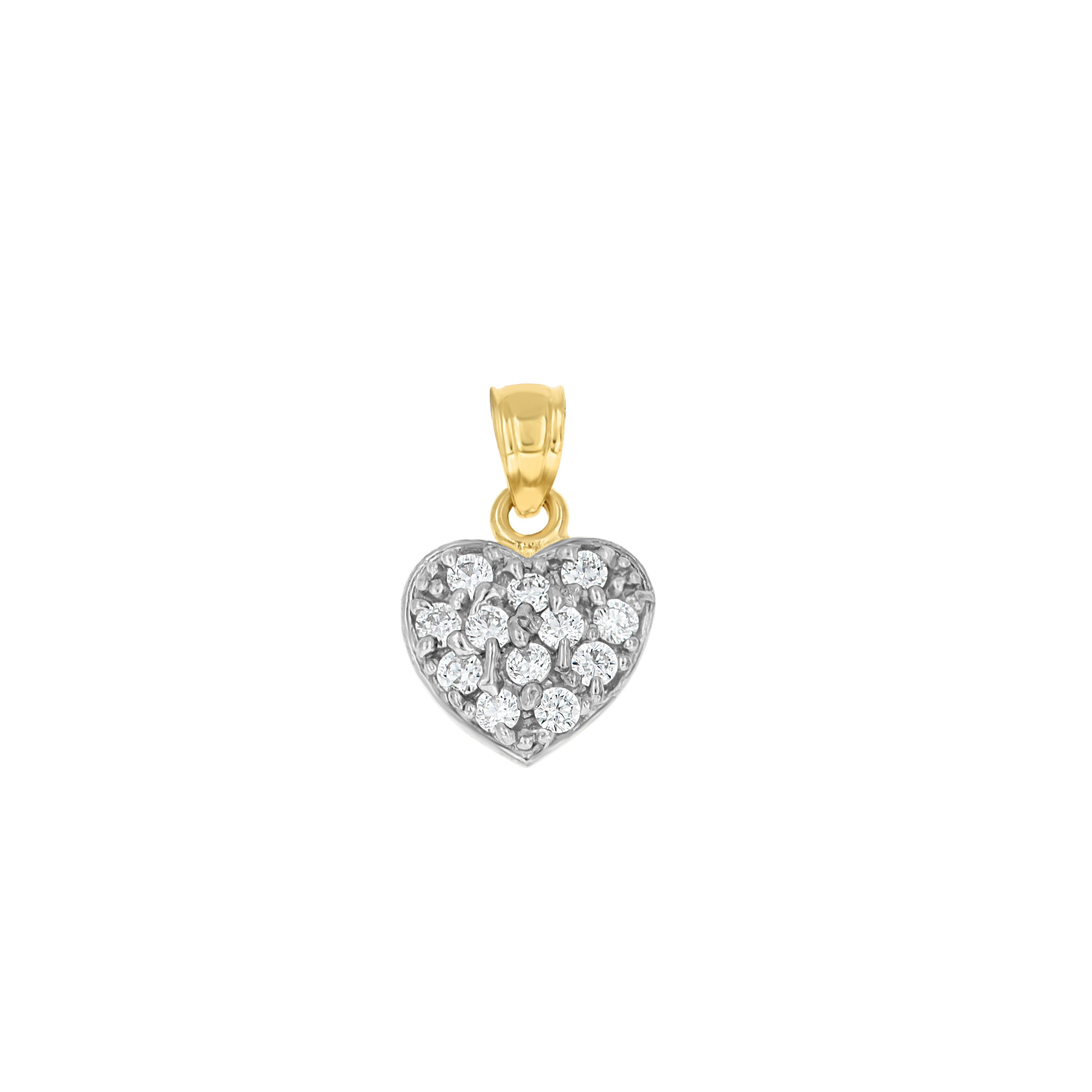 10kt Two-Tone Gold Womens Cubic Zirconia Cubic-Zirconia Heart Charm Pendant