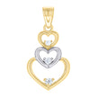 10kt Two-Tone Gold Womens Cubic Zirconia Cubic-Zirconia Triple Hearts Love Charm Pendant