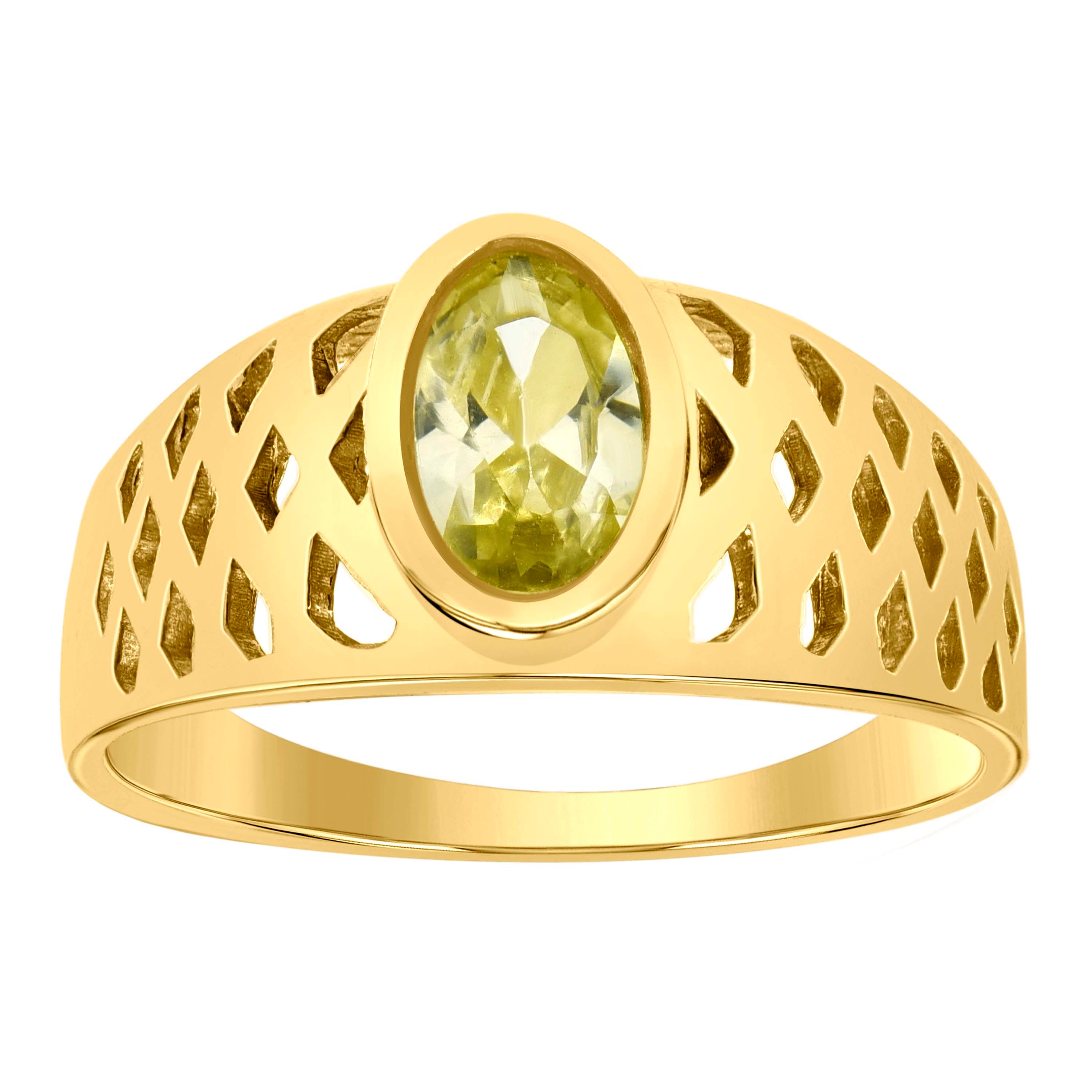 10kt Yellow Gold Baby Oval Green Cubic Zirconia Birth Stone Ring