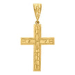 10kt Yellow Gold Diamond-Cut Nugget Mens Cross Religious Charm Pendant