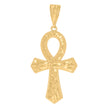 10kt Yellow Gold Diamond-Cut Nugget Mens Ankh Cross Religious Charm Pendant