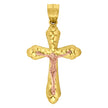 10kt Two-Tone Gold Mens Women Nugget Textured Crucifix Cross Religious Charm Pendant