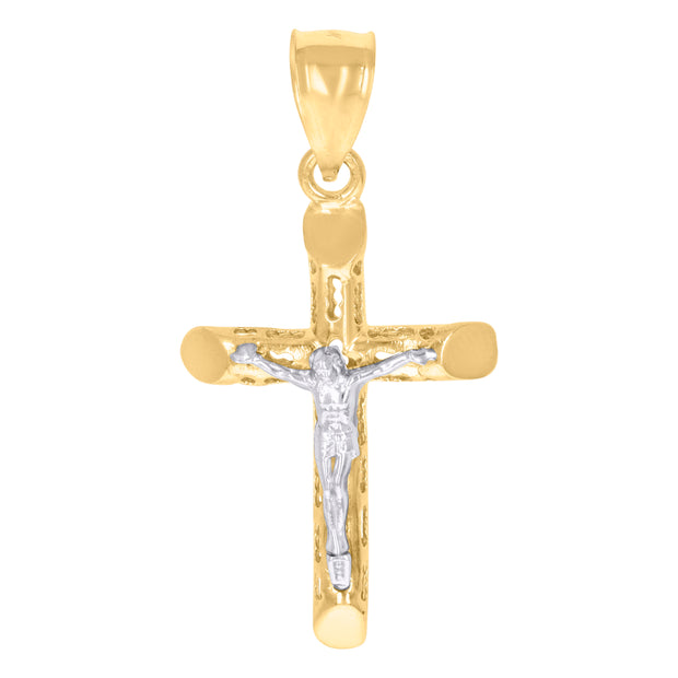 10kt Two-Tone Gold Mens Women Crucifix Cross Religious Charm Pendant