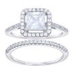 925 Sterling Silver Womens Round Princess-Cut Cubic-Zirconia Octagon Head Duo Ring Set Size 6