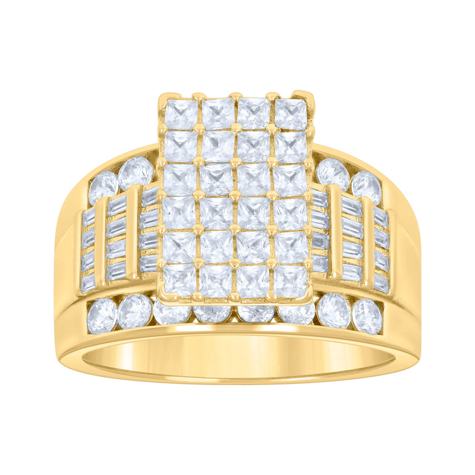 925 Sterling Silver Yellow-Tone Womens Cubic Zirconia Cinderella Ring Size 10 - SLV-72399