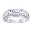 925 Sterling Silver Mens Cubic Zirconia Size-10 Two-Rows Wedding Engagement Anniversary Band Ring - SLV-72468