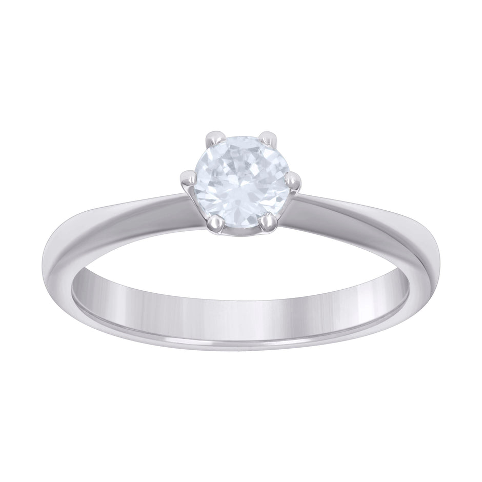 925 Sterling Silver Womens Round Cubic-Zirconia Solitaire Engagement Ring S9 - SLV-72482