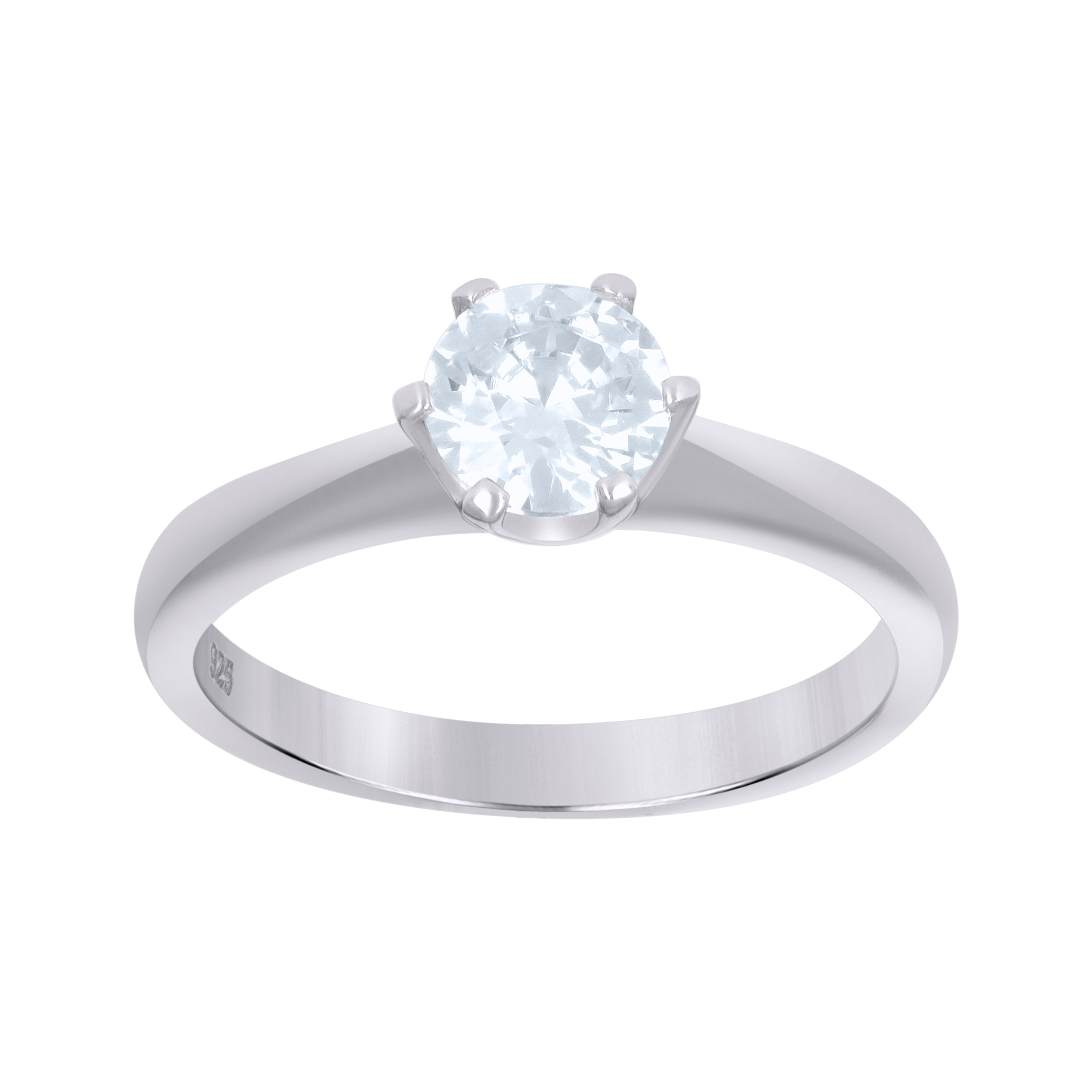 925 Sterling Silver Womens Cubic Zirconia Size-7 Round Center Stone Bridal Wedding Engagement Anniversary Band Ring - SLV-72485