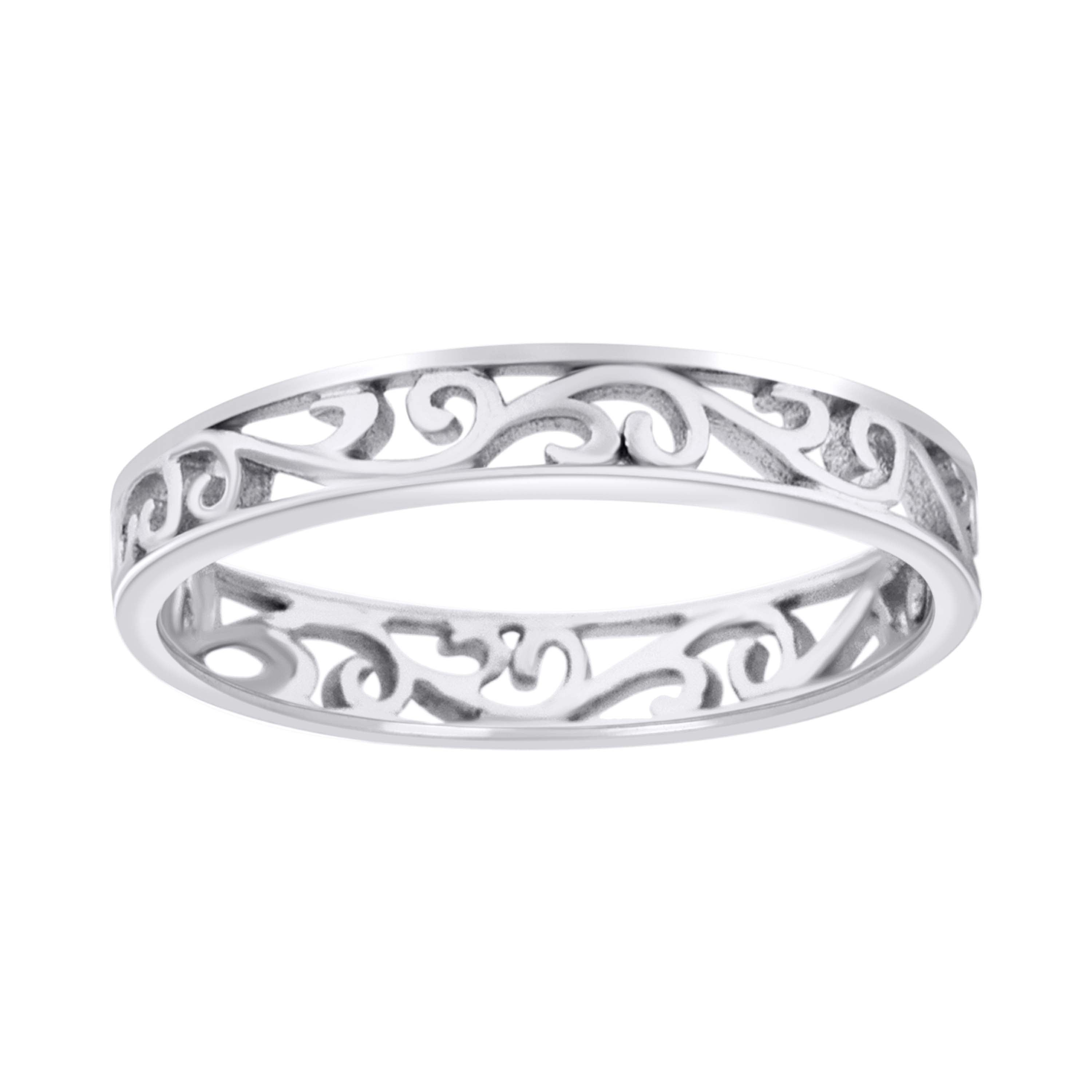 925 Sterling Silver Womens Scroll Pattern Fashion Ring Size 9 - SLV-72502