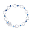 925 Sterling Silver Womens Blue & White Cubic Zirconia Link Heart Bracelet