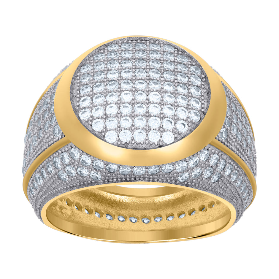 925 Sterling Silver Yellow-Tone Mens Cubic-Zirconia Fashion Ring Size 12