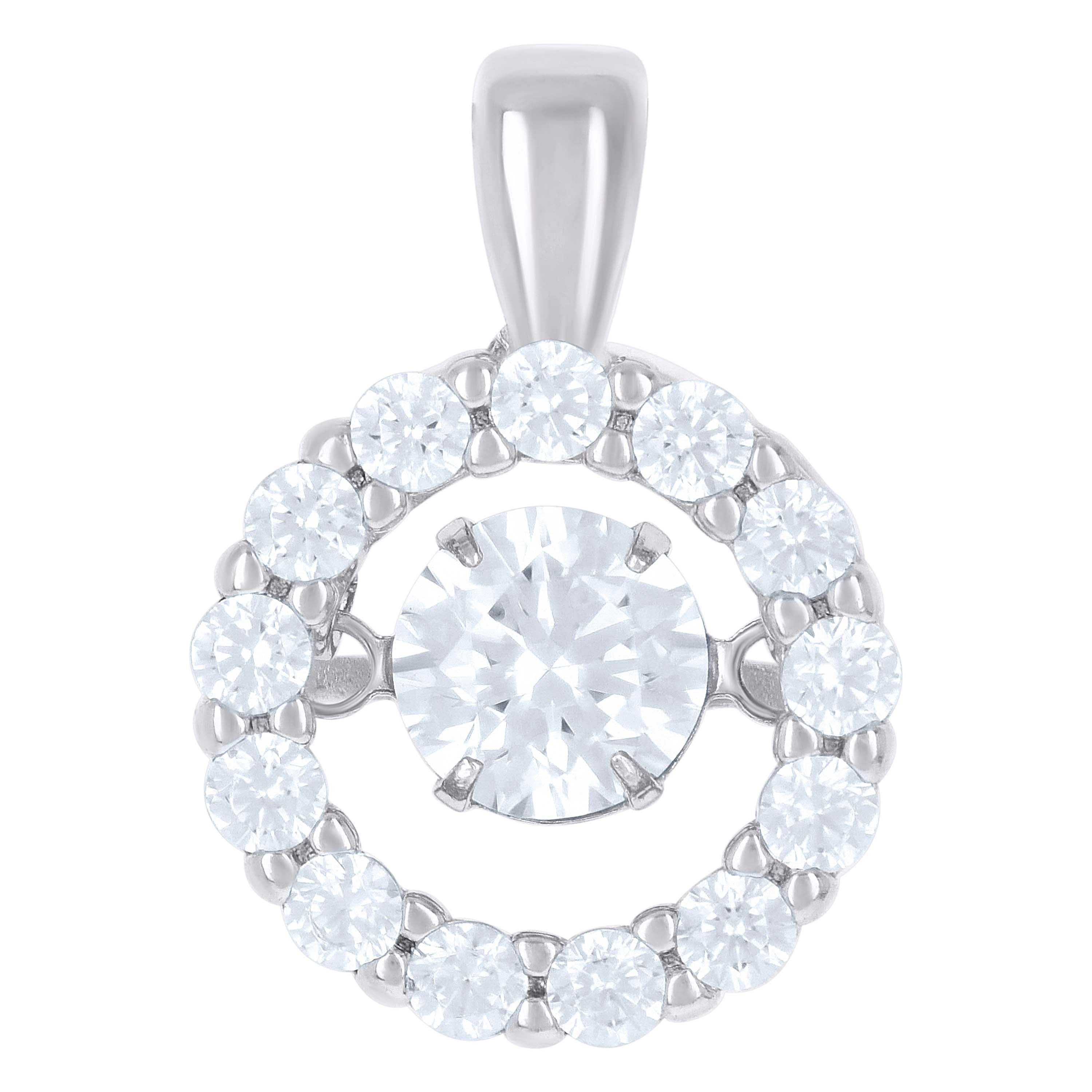 925 Sterling Silver Womens Cubic Zirconia Fashion Round Charm Pendant