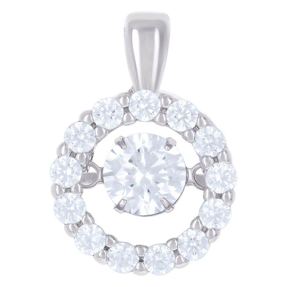 925 Sterling Silver Womens Cubic Zirconia Fashion Round Charm Pendant