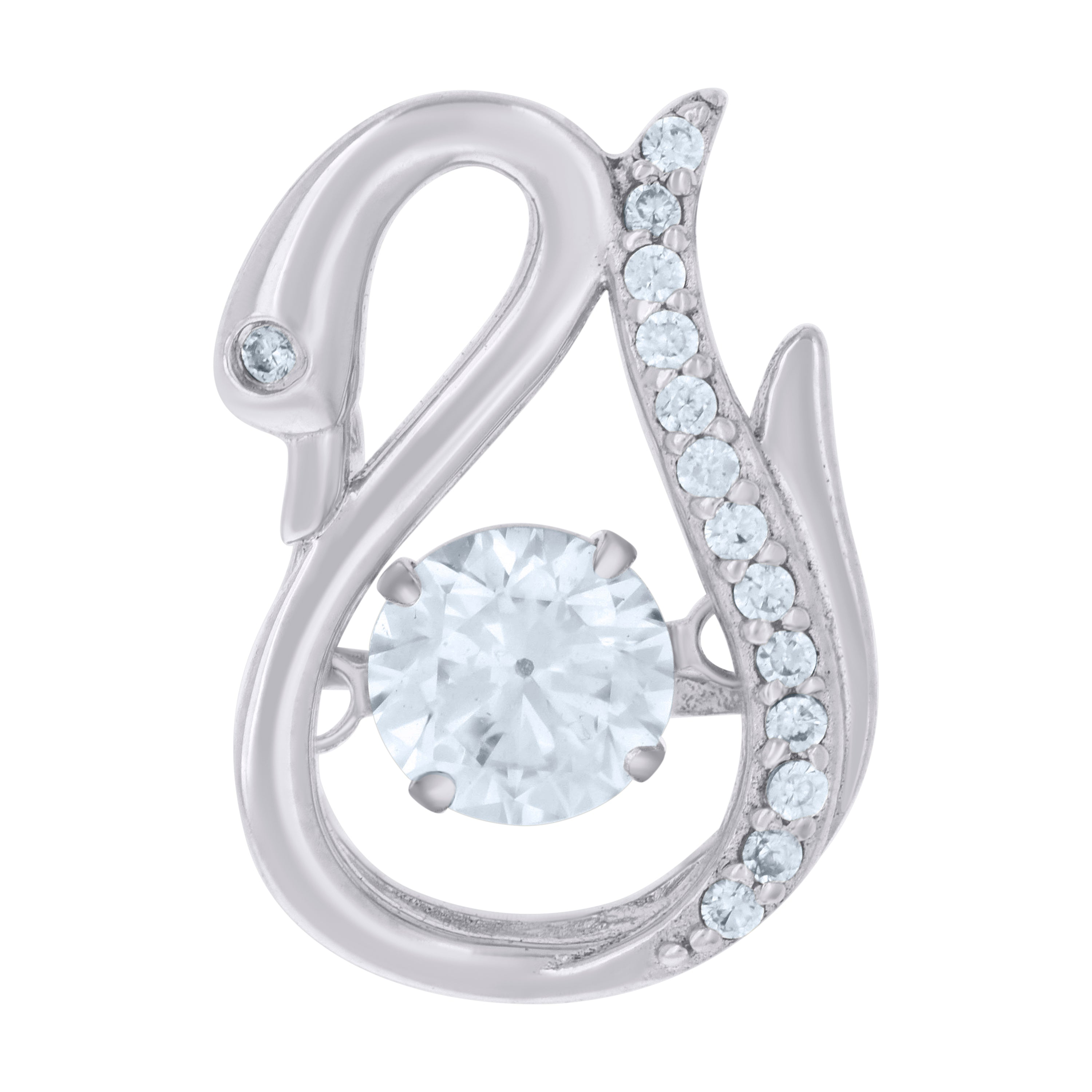 925 Sterling Silver Womens Cubic Zirconia Fashion Swan Charm Pendant