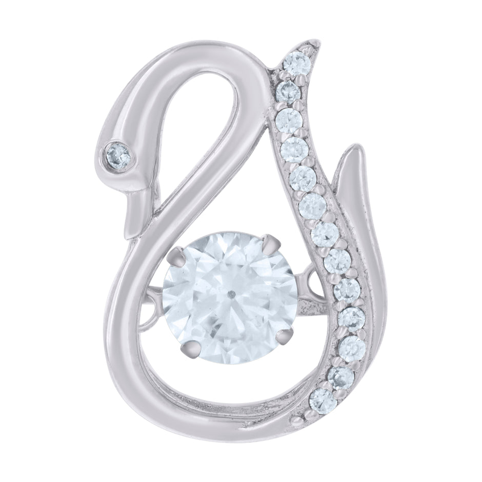 925 Sterling Silver Womens Cubic Zirconia Fashion Swan Charm Pendant