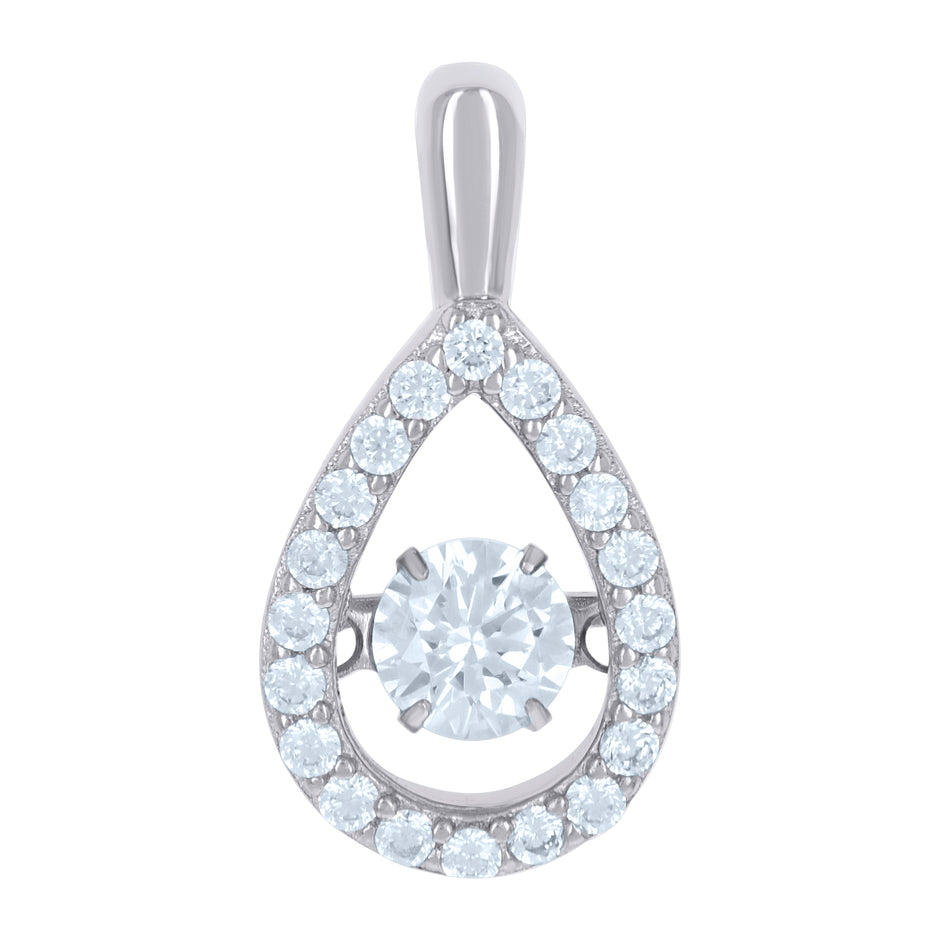 925 Sterling Silver Womens Cubic Zirconia Fashion Teardrop Charm Pendant