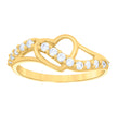 14Kt Two-Tone Gold Womens Cubic Zirconia Heart Band Ring