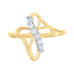 14Kt Two-Tone Gold Womens Cubic Zirconia Infinity Cross Band Ring