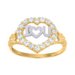 14kt Two-tone Gold Womens Cubic-Zirconia I Love U Heart Ring