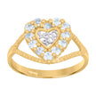 14Kt Two-Tone Gold Womens Cubic Zirconia I Love You Heart Band Ring