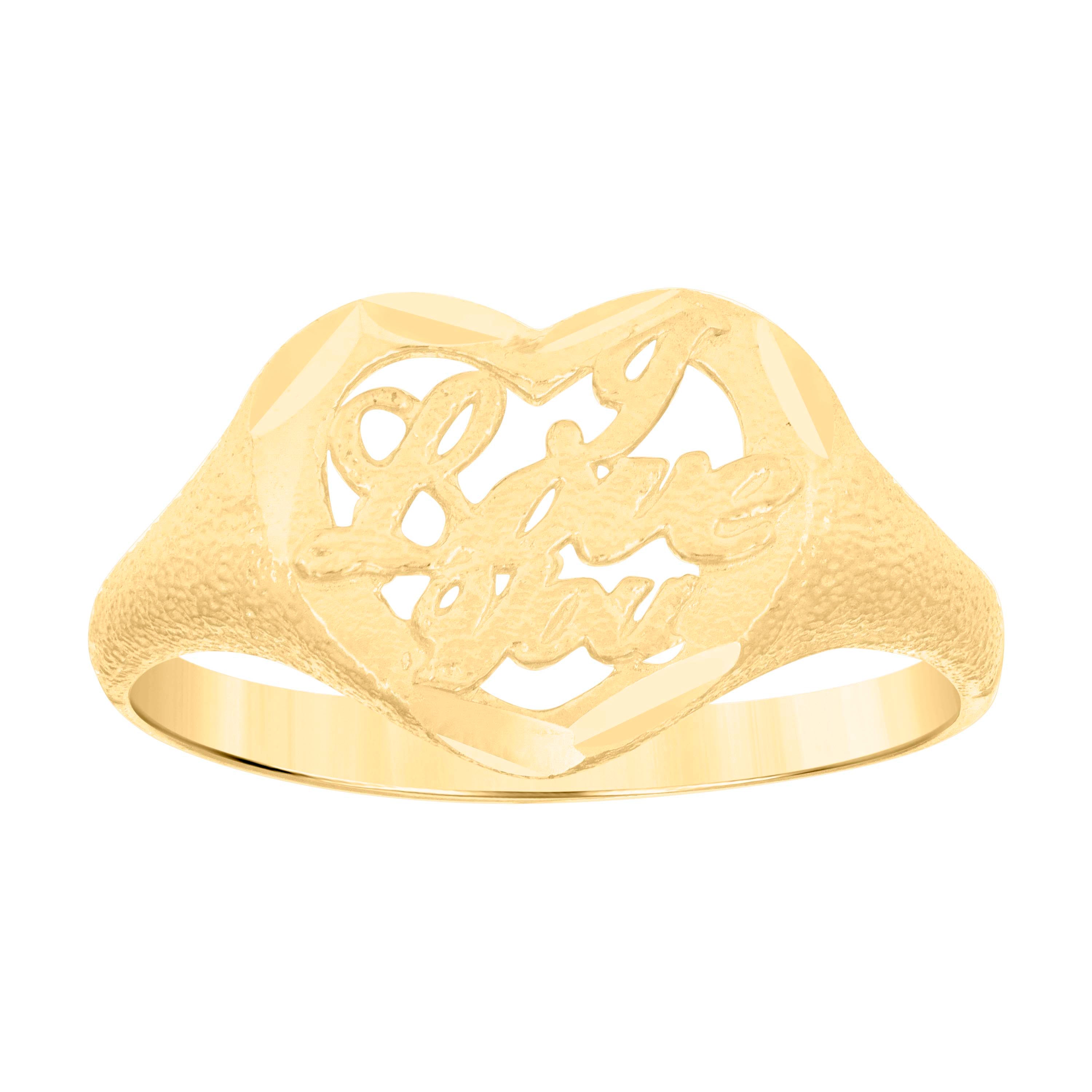 14Kt Gold Womens Two-Tone I Love You Sz7 Heart Band Ring