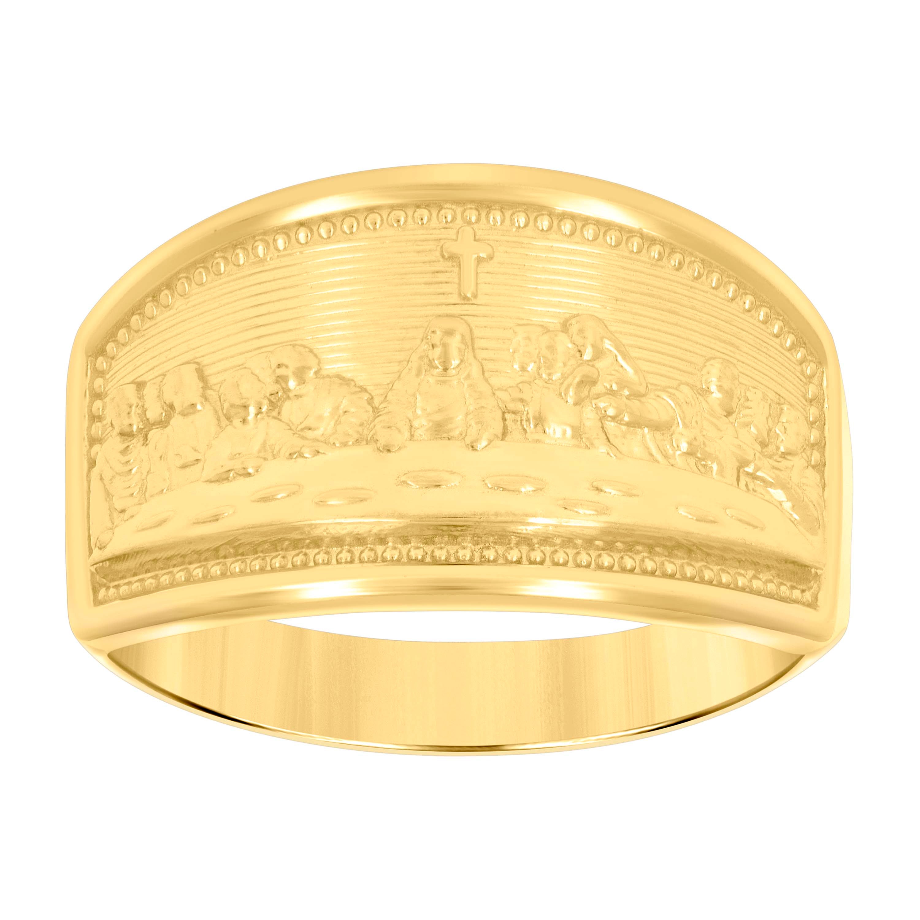 14Kt Gold Womens Two-Tone Last Supper Sz7 Religious Band Ring