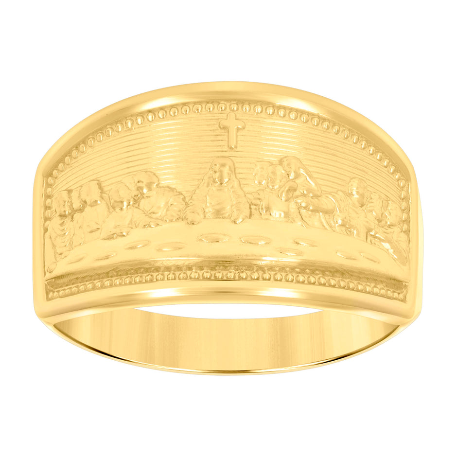 14Kt Gold Womens Two-Tone Last Supper Sz7 Religious Band Ring