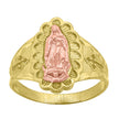 14Kt Gold Womens Two-Tone Guadalupe Mary Cross Sz7 Religious Band Ring