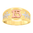 14Kt Gold Womens Tri-Color 15 Anos Sz7 Quinceanera Band Ring