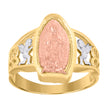 14Kt Gold Womens Tri-Color Guadalupe Mary Angel Sz7 Religious Band Ring