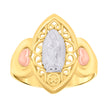 14Kt Gold Womens Tri-Color Guadalupe Mary Heart Sz7 Religious Band Ring