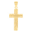 14Kt Yellow Gold Womens Diamond-Cut Cross Crucifix Ht:35.1Mm Religious Pendant Charm