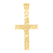 14Kt Yellow Gold Womens Diamond-Cut Nugget Latin Cross Crucifix Ht:32.8Mm Religious Pendant Charm