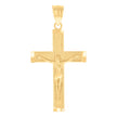 14Kt Yellow Gold Womens Diamond-Cut Cross Crucifix Ht:34.7Mm Religious Pendant Charm