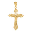 14Kt Yellow Gold Womens Diamond-Cut Cross Crucifix Ht:35.6Mm Religious Pendant Charm