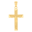 14Kt Yellow Gold Unisex Diamond-Cut Cross Crucifix Pendant Religious Charm