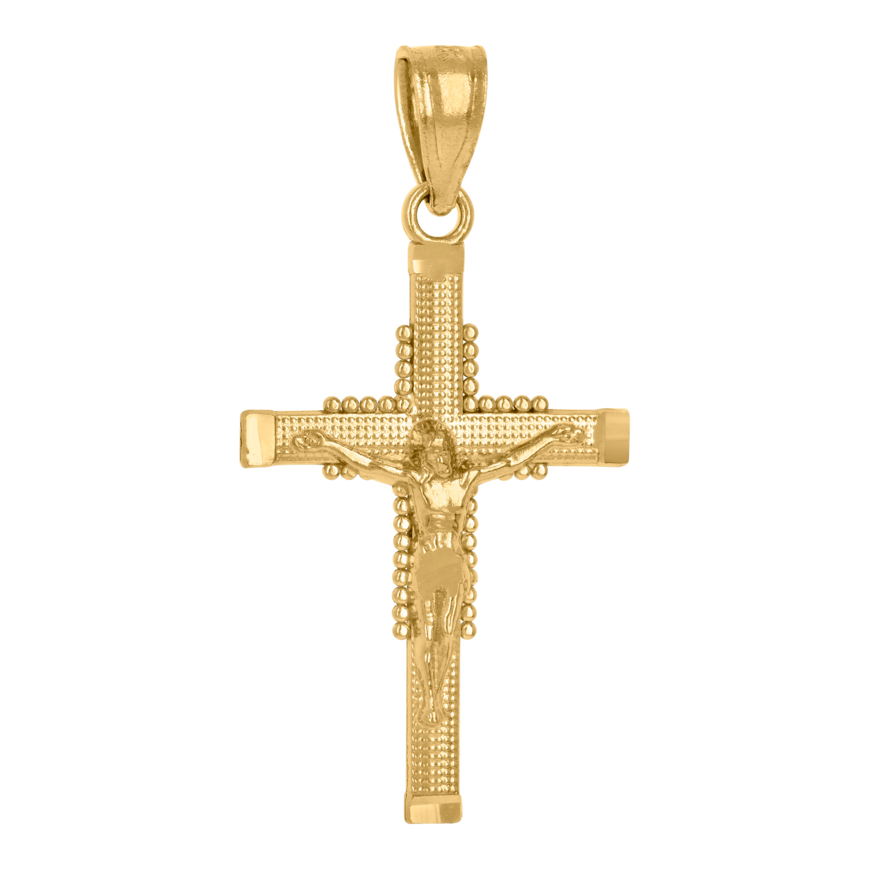14Kt Yellow Gold Unisex Cross Crucifix Ht:25.6Mm Religious Pendant Charm