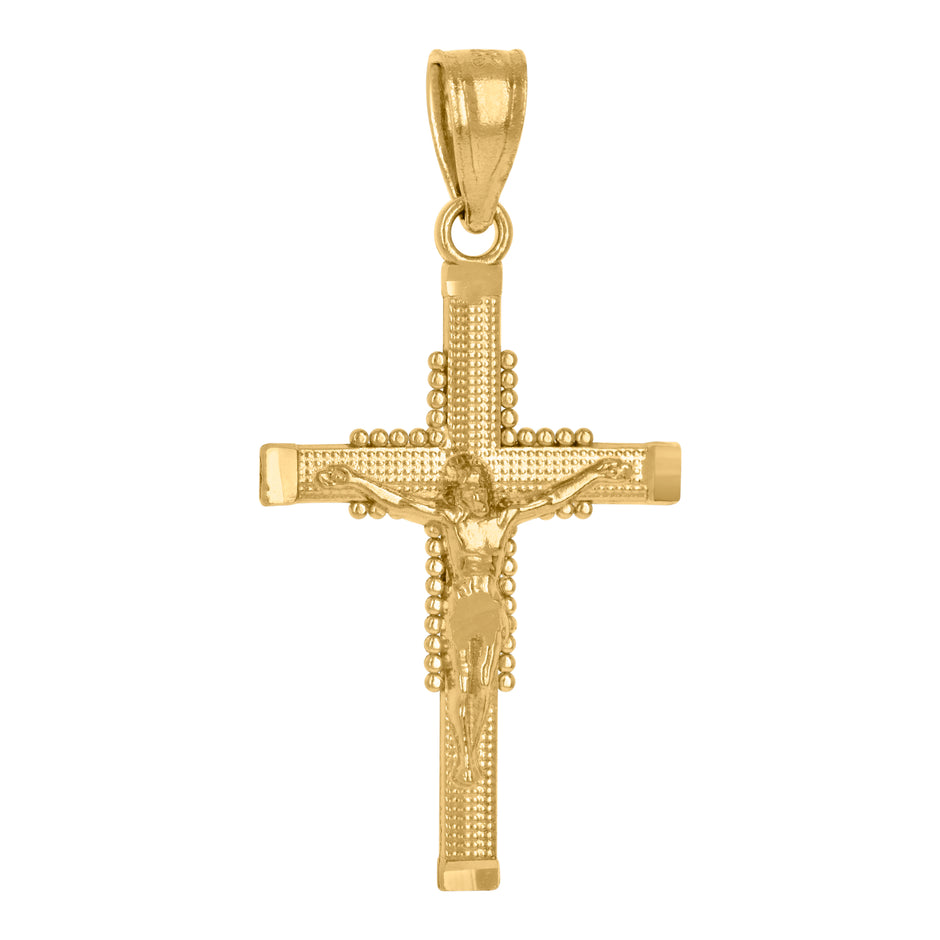 14Kt Yellow Gold Unisex Cross Crucifix Ht:25.6Mm Religious Pendant Charm